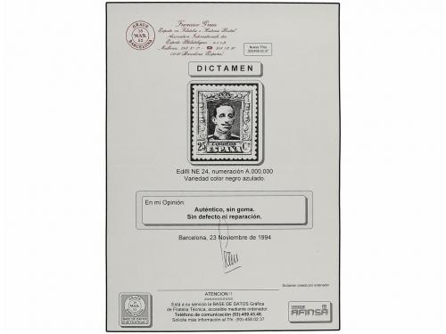 * ESPAÑA. Ed. NE 24. NO EMITIDO. 25 cts. negro azulado. CAMB