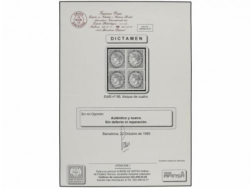 **/* ESPAÑA. Ed. 88 (4). 4 cuartos azul. Bloque de cuatro. M