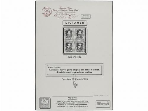 * ESPAÑA. Ed. 315B. 15 cts. verde negro, tipo II. Bloque de 