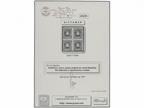 * ESPAÑA. Ed. 249 (4). 30 cts. verde. Bloque de cuatro, acep