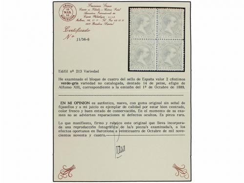 **/* ESPAÑA. Ed. 213 (8), 214, 215. 2 cts. verde (8), 2 cts.