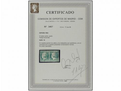° ESPAÑA. Ed. 15 (2). 5 reales verde. Pareja horizontal. Muy