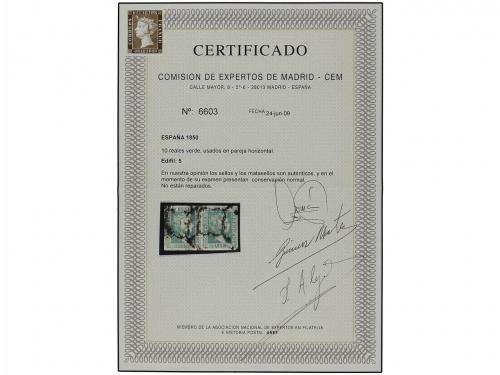 ° ESPAÑA. Ed. 5 (2). 10 reales verde. Pareja horizontal. Mat