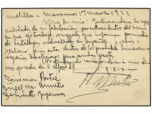 ✉ MARRUECOS. 1922. Entero Postal del Ejército de África circ