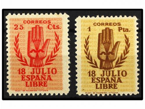 * ESPAÑA. Ed. 852ed, 854ed. 25 cts. rojo y 1 pta. castaño. D