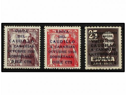 ** ESPAÑA. Ed. 1088/90. CAUDILLO A CANARIAS. SERIE COMPLETA.