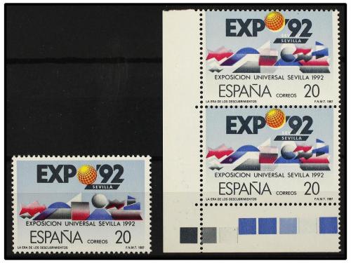 ** ESPAÑA. Ed. 2875A. EXPO'92. 20 pts. Pareja, COLORES MUY D