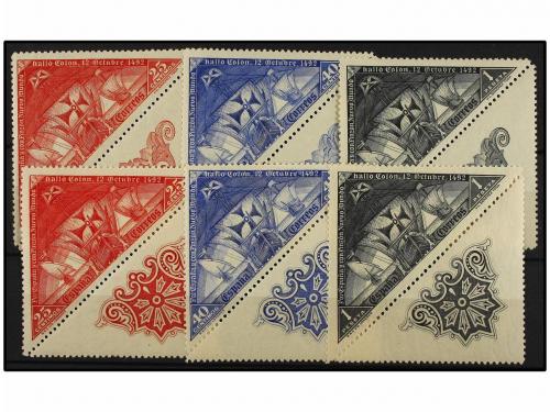 ** ESPAÑA. Ed. 539/43b y 539/43ba. 25 cts., 40 cts. y 1 pta.