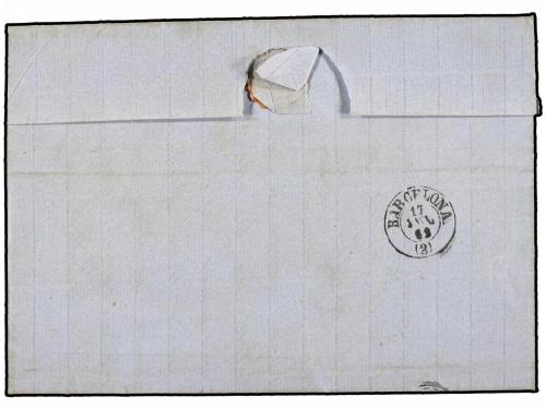 ✉ ESPAÑA. Ed. 58. 1862. VIC a BARCELONA. 4 cuartos castaño, 