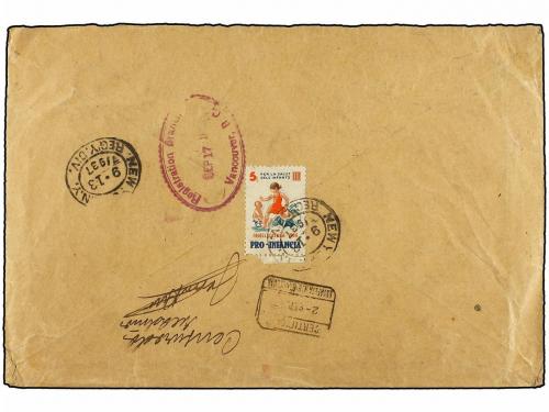 ✉ ESPAÑA. 1937. BARCELONA a VANCUVER (Canadá). Espectacular 