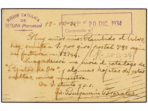 ✉ COLONIAS ESPAÑOLAS: MARRUECOS. Ed. Ent. 20. 1934. TETUAN a