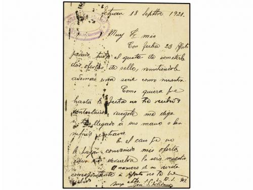 ✉ COLONIAS ESPAÑOLAS: MARRUECOS. Ed. Ent. 11. 1921. TETUAN a