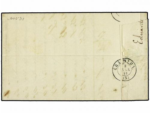 ✉ ESPAÑA. Ed. 48. 1859. 4 cuartos rojo. Mat fechador PORCUNA