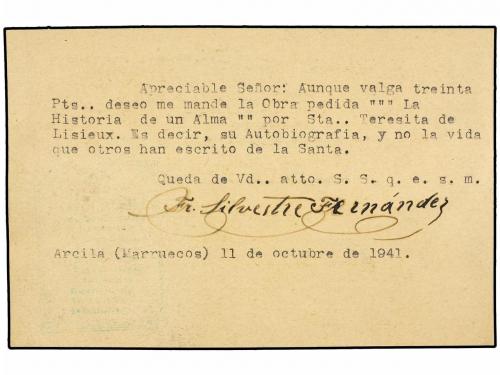 ✉ COLONIAS ESPAÑOLAS: MARRUECOS. Ed. Ent. 26. 1941. ARCILA a