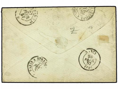 ✉ FRANCIA. Yv. 14. 1857. ROMA a NANCY. Circulada con sello f