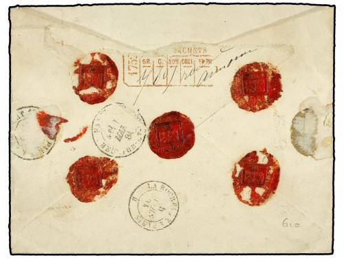 ✉ FRANCIA. Yv. 80(3), 81(2), 82, 92. 1884. TOUR-ST-GELIN a N