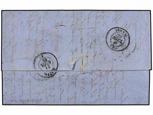 ✉ GRECIA. 1865. MANCHESTER (Gb) to PATRAS. Taxed on arrival 
