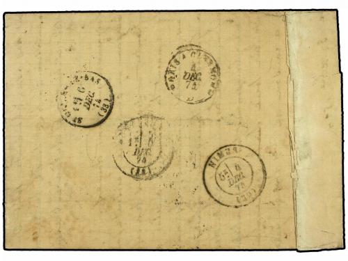✉ FRANCIA. Yv. 50, 51(2), 58(2). 1874. NEVERS a HERAULT. 1 c