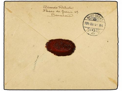 ✉ ESPAÑA. Ed. 224, 248. 1901. BARCELONA a HUNGRIA. 25 cts. a