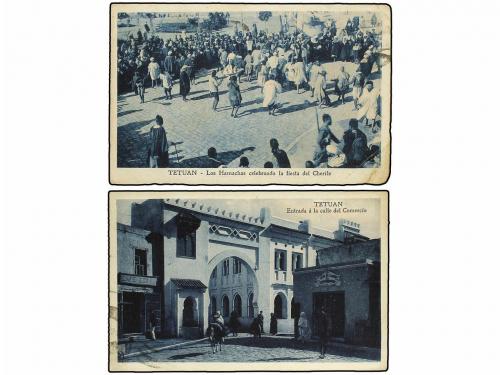 ✉ MARRUECOS. Ed. 59. 1922. 2 tarjetas postales circuladas co