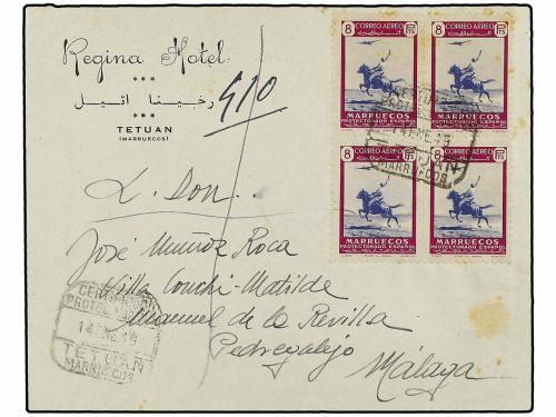 ✉ MARRUECOS. Ed. 297/04(4). 1949. TETUAN a MALAGA. Serie com
