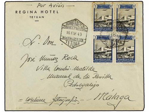 ✉ MARRUECOS. Ed. 297/04(4). 1949. TETUAN a MALAGA. Serie com