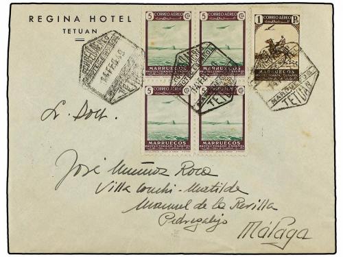 ✉ MARRUECOS. Ed. 297/04(4). 1949. TETUAN a MALAGA. Serie com