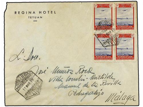 ✉ MARRUECOS. Ed. 297/04(4). 1949. TETUAN a MALAGA. Serie com
