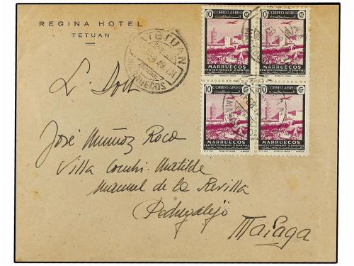 ✉ MARRUECOS. Ed. 297/04(4). 1949. TETUAN a MALAGA. Serie com