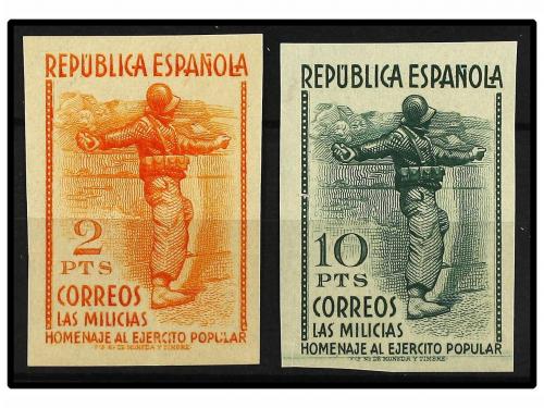 ** ESPAÑA. Ed. 798s, 800s. 2 pts. naranja y 10 pts. verde SI