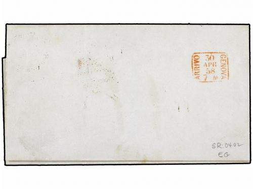 ✉ LEVANTE: CORREO FRANCES. 1858. GALLIPOLI a GENOVA. Fechado