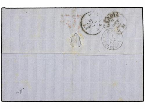 ✉ LEVANTE: CORREO FRANCES. 1863. SALONIQUE a MILÁN. 80 cts. 