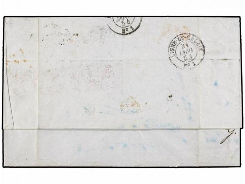 ✉ FRANCIA. Yv. 18 (3). 1854. PARÍS a MÉXICO. 1 Fr. carmín, t