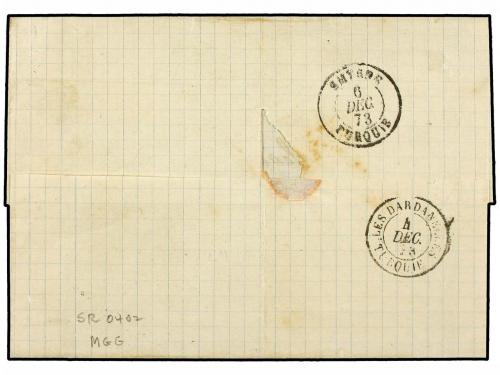 ✉ LEVANTE: CORREO FRANCES. 1873. SALONIQUE a SMYRNA. 40 cts.