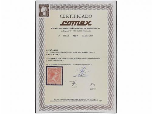 ** ESPAÑA. Ed. 218. 10 cts. bermellón. Centraje y color perf