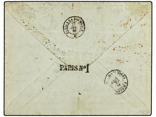 ✉ FRANCIA. 1882. Type Sage 15c. blue on blued postal station