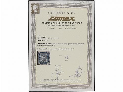 ** ESPAÑA. Ed. 117. 5 cts. verde. Color y centraje excepcion