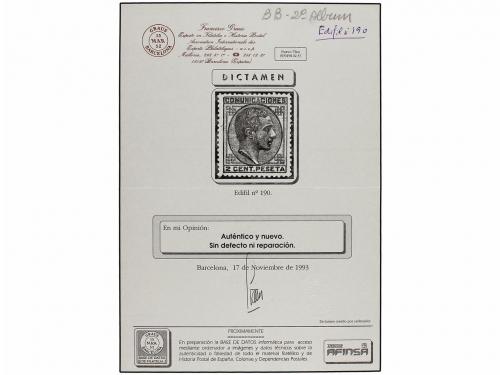 * ESPAÑA. Ed. 190. 2 cents. malva. Color excepcional. PIEZA 