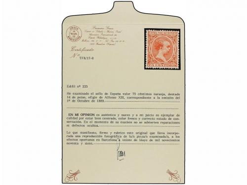 * ESPAÑA. Ed. 225. 75 cts. naranja. Centraje perfecto. PIEZA