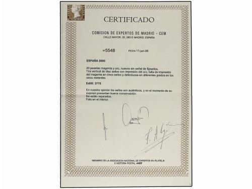 ** ESPAÑA. Ed. 3775. JUAN CARLOS I. 20 pts. magenta y oro IM