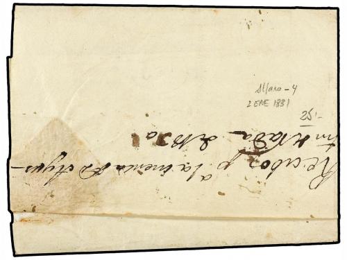 ✉ ESPAÑA: PREFILATELIA. 1831. ALFARO a POZA. Marca ALFARO/RI