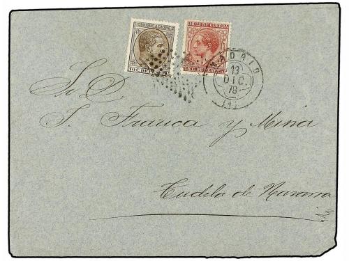 ✉ ESPAÑA. 1878-82. Conjunto de11 cartas con diversos matasel