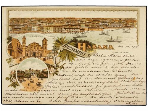 ✉ CUBA. 1894 (20-10). TARJETA POSTAL cromolitografiada "Recu