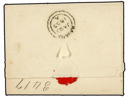 ✉ CUBA. 1855. CUBA a MÉXICO. Marca PAID/AT/HAVANA en negro y