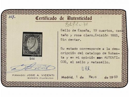 ° ESPAÑA. Ed. 71. 19 cuartos castaño y rosa, mat. fechador C
