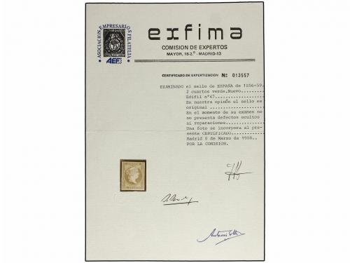 * ESPAÑA. Ed. 47. 2 cuartos verde. PIEZA DE LUJO. Cert. EXFI