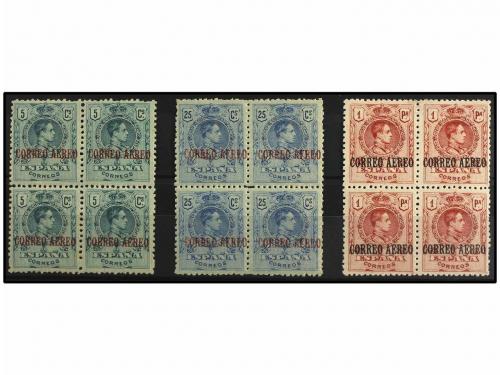 ** ESPAÑA. Ed. 292, 294, 296 (4). 5 cts., 25 cts. y 1 pta. (