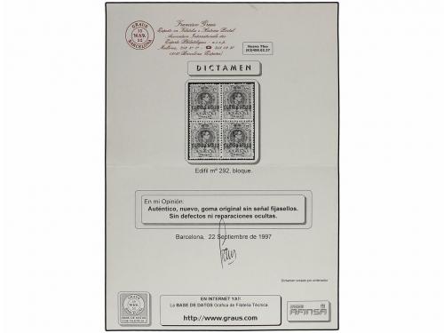 ** ESPAÑA. Ed. 292, 294, 296 (4). 5 cts., 25 cts. y 1 pta. (