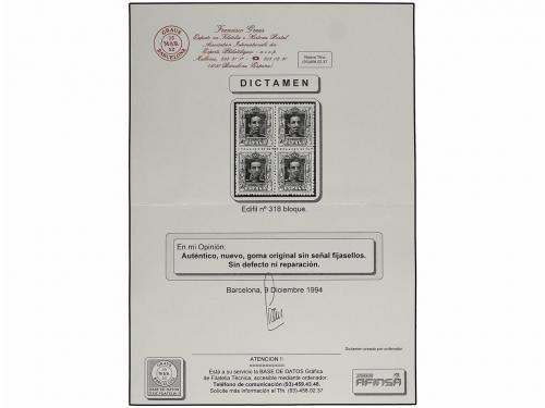** ESPAÑA. Ed. 318 (4). 30 cts. castaño. Bloque de cuatro, c