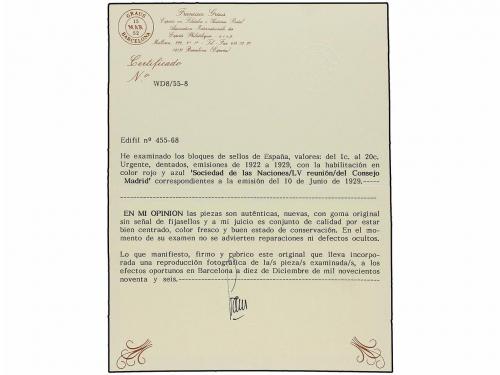 ** ESPAÑA. Ed. 455/68. SERIE COMPLETA en bloques de cuatro. 